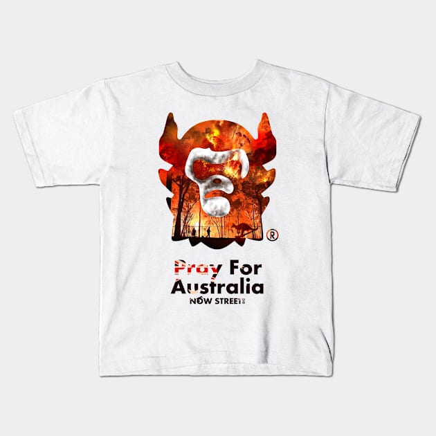 Pray For Australia NOW STREET Kids T-Shirt by NOW STREET